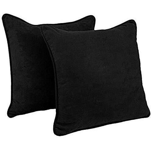 25-Inch Double-Corded Solid Microsuede Square Floor Pillows With Inserts (Set Of 2) 9813-Cd-S2-Ms-Bk