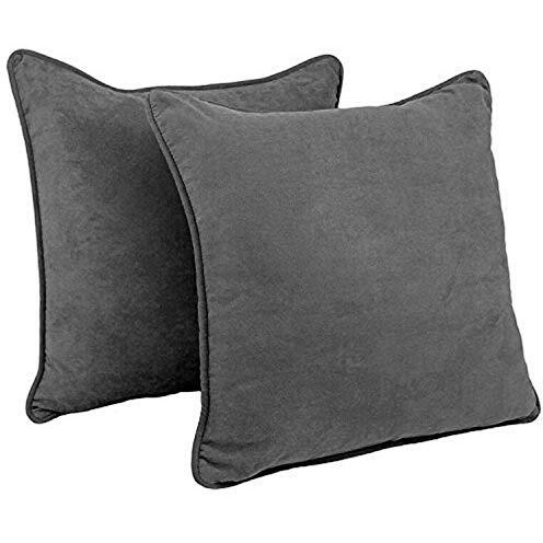 25-Inch Double-Corded Solid Microsuede Square Floor Pillows With Inserts (Set Of 2) 9813-Cd-S2-Ms-Gy