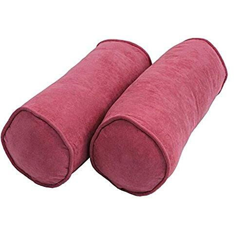 20-Inch By 8-Inch Double-Corded Solid Microsuede Bolster Pillows With Inserts (Set Of 2)  9814-Cd-S2-Ms-Bb