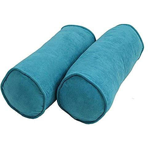 20-Inch By 8-Inch Double-Corded Solid Microsuede Bolster Pillows With Inserts (Set Of 2)  9814-Cd-S2-Ms-Ab