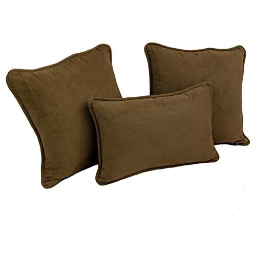 Double-Corded Solid Microsuede Throw Pillows With Inserts (Set Of 3) 9817-Cd-S3-Ms-Ch