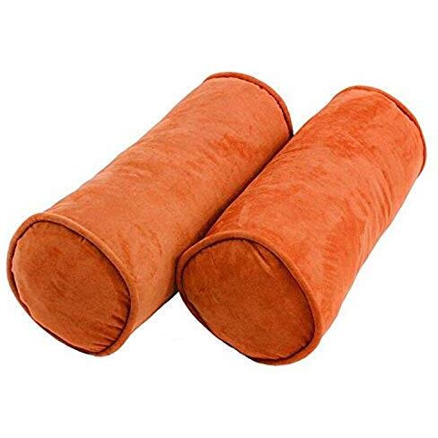 20-Inch By 8-Inch Double-Corded Solid Microsuede Bolster Pillows With Inserts (Set Of 2)  9814-Cd-S2-Ms-Td