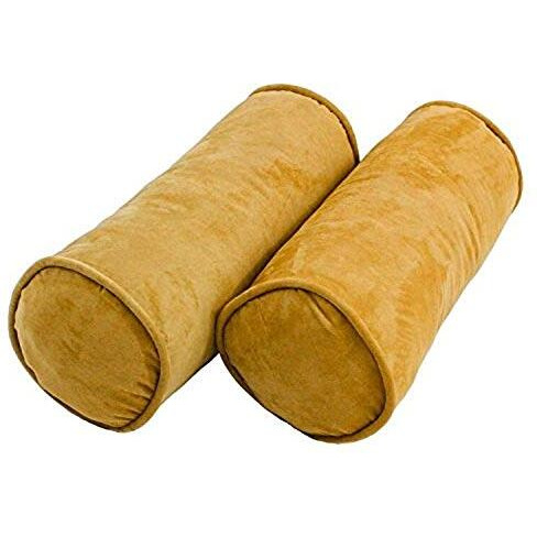 20-Inch By 8-Inch Double-Corded Solid Microsuede Bolster Pillows With Inserts (Set Of 2)  9814-Cd-S2-Ms-Lm