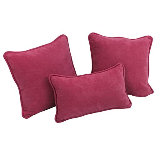Double-Corded Solid Microsuede Throw Pillows With Inserts (Set Of 3) 9817-Cd-S3-Ms-Bb