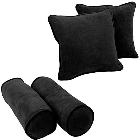 Double-Corded Solid Microsuede Throw Pillows With Inserts (Set Of 4)  9818-Cd-S4-Ms-Bk
