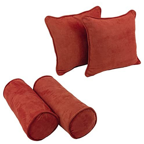Double-Corded Solid Microsuede Throw Pillows With Inserts (Set Of 4)  9818-Cd-S4-Ms-Cr