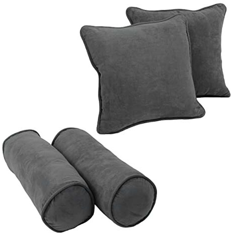 Double-Corded Solid Microsuede Throw Pillows With Inserts (Set Of 4)  9818-Cd-S4-Ms-Gy