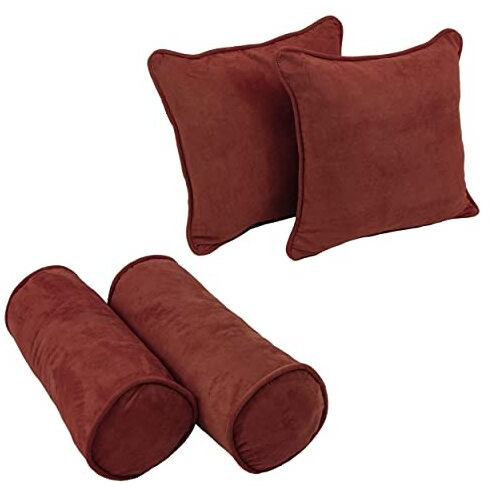 Double-Corded Solid Microsuede Throw Pillows With Inserts (Set Of 4)  9818-Cd-S4-Ms-Rw