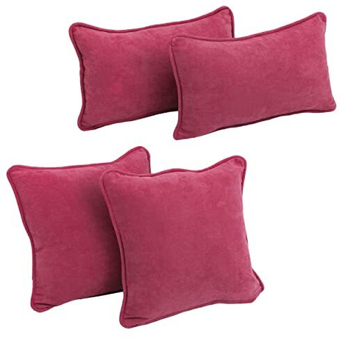 Double-Corded Solid Microsuede Throw Pillows With Inserts (Set Of 4)  9819-Cd-S4-Ms-Bb
