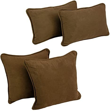 Double-Corded Solid Microsuede Throw Pillows With Inserts (Set Of 4)  9819-Cd-S4-Ms-Ch