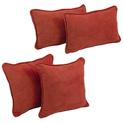 Double-Corded Solid Microsuede Throw Pillows With Inserts (Set Of 4)  9819-Cd-S4-Ms-Cr