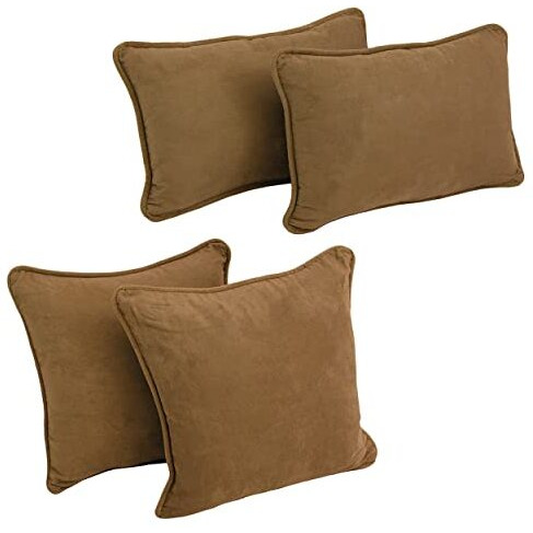 Double-Corded Solid Microsuede Throw Pillows With Inserts (Set Of 4)  9819-Cd-S4-Ms-Sb