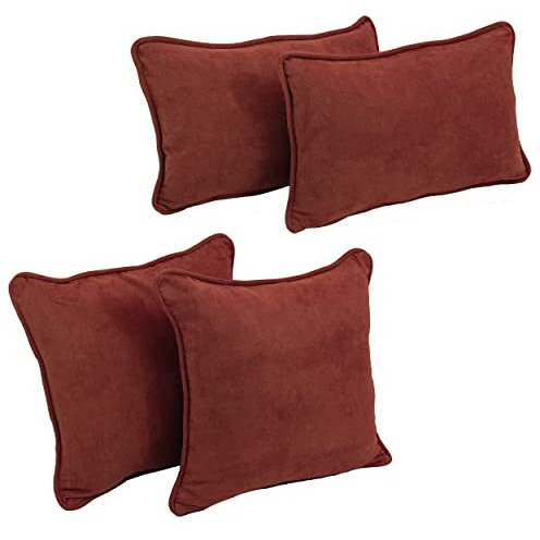 Double-Corded Solid Microsuede Throw Pillows With Inserts (Set Of 4)  9819-Cd-S4-Ms-Rw