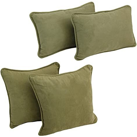 Double-Corded Solid Microsuede Throw Pillows With Inserts (Set Of 4)  9819-Cd-S4-Ms-Sg