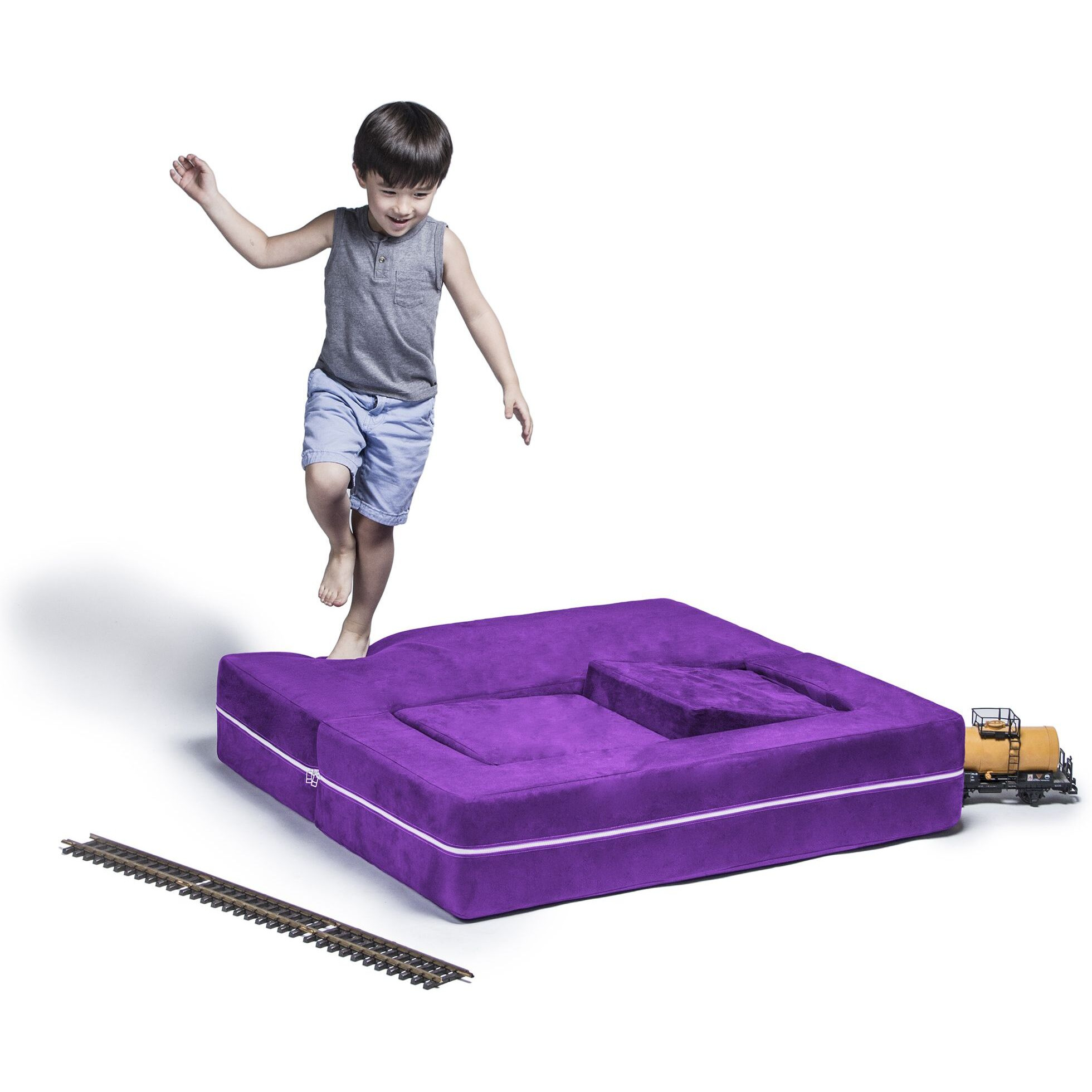 Jaxx Zipline Modular Kids Loveseat & Ottomans  Grape