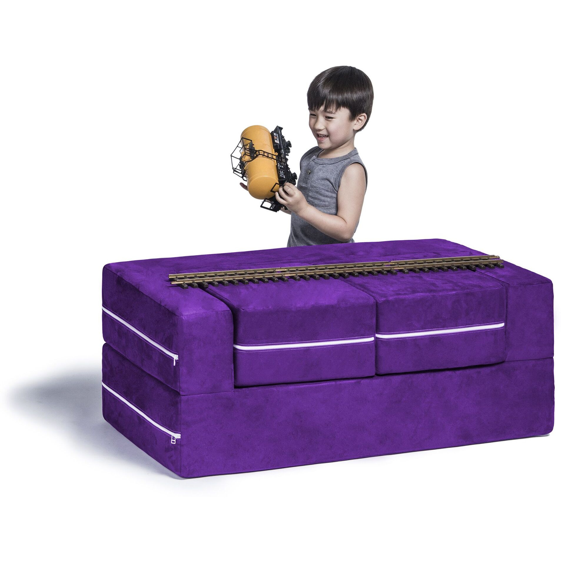 Jaxx Zipline Modular Kids Loveseat & Ottomans  Grape