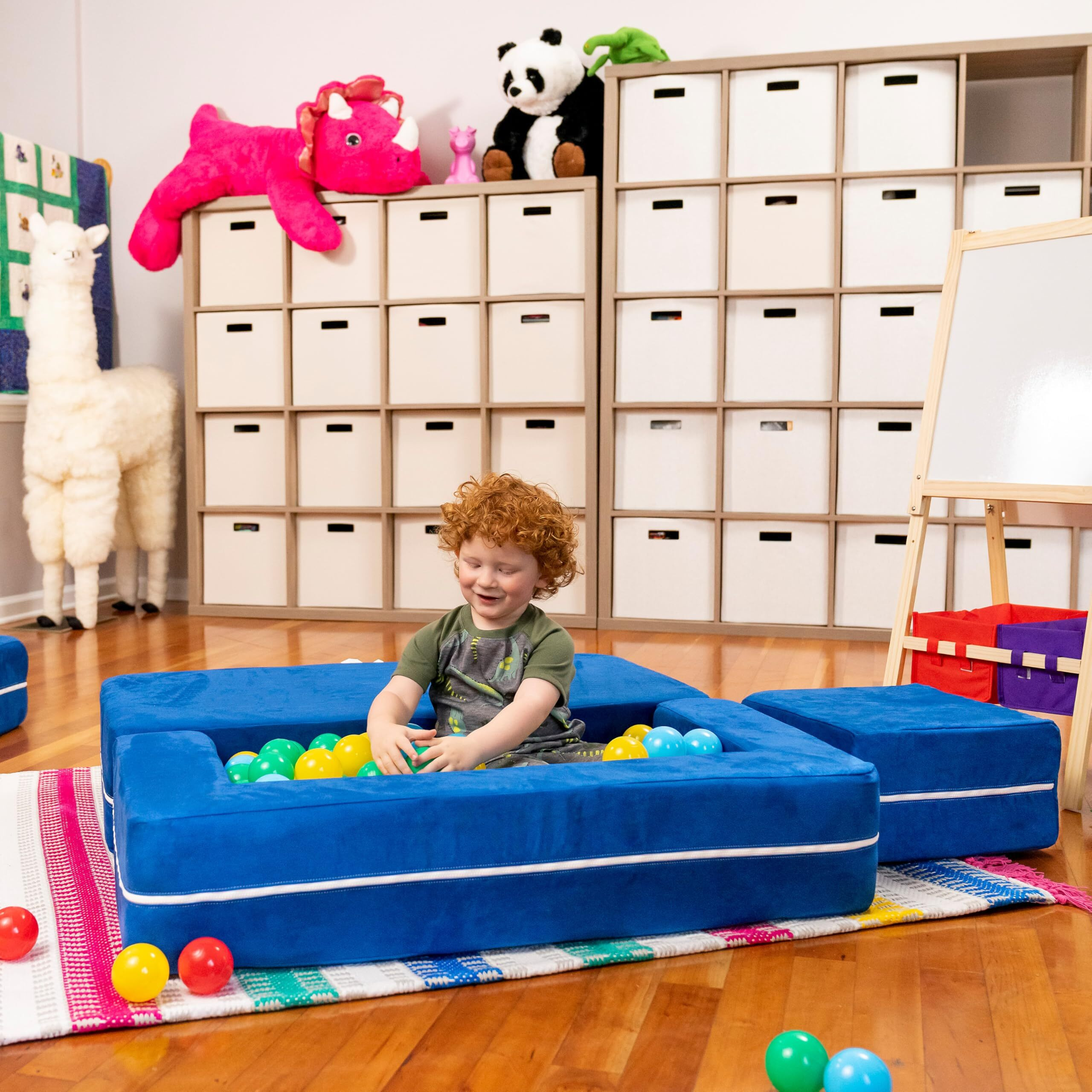 Jaxx Zipline Kids Modular Loveseat & Ottomans/Fold Out Lounger  Blueberry