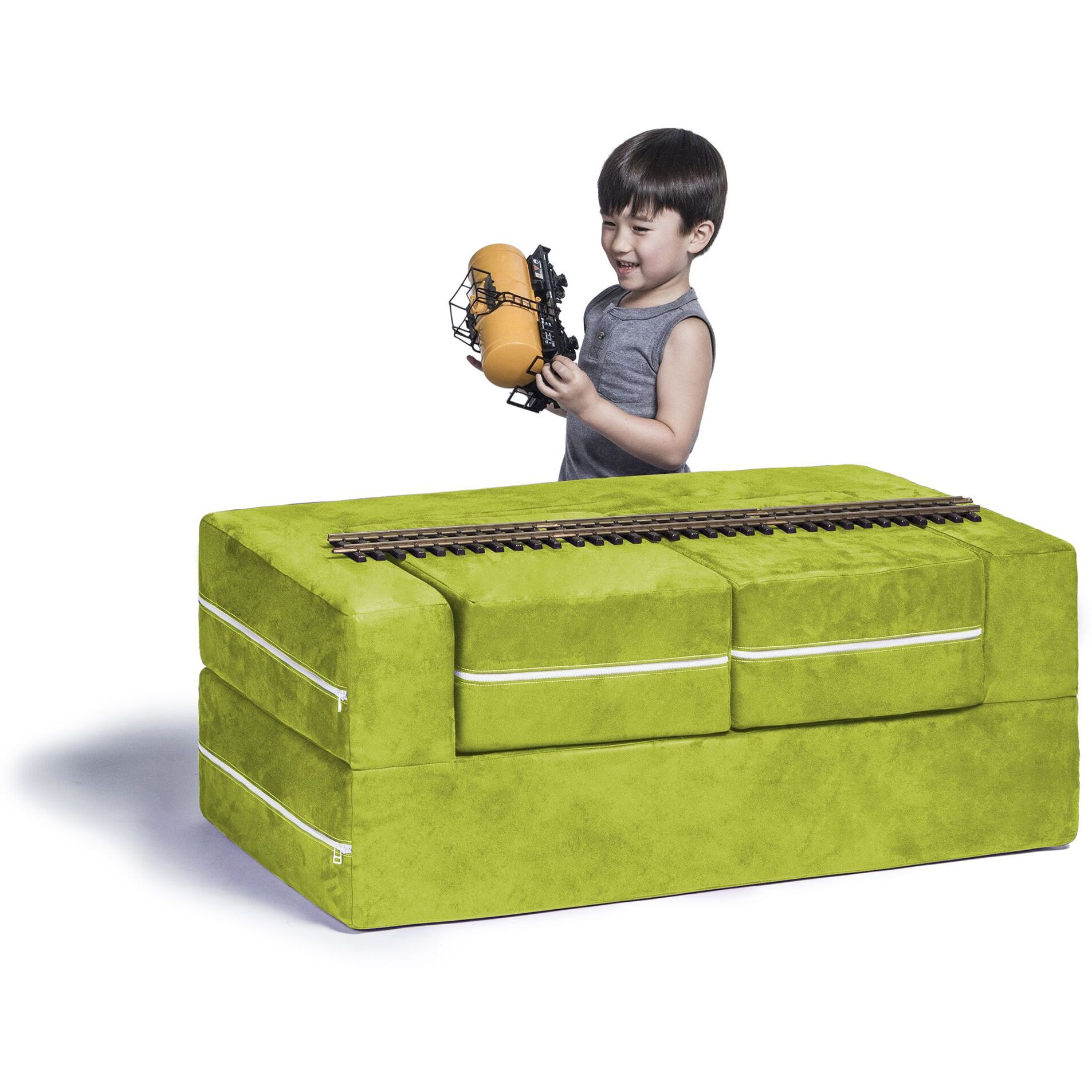 Jaxx Zipline Modular Kids Loveseat & Ottomans  Lime