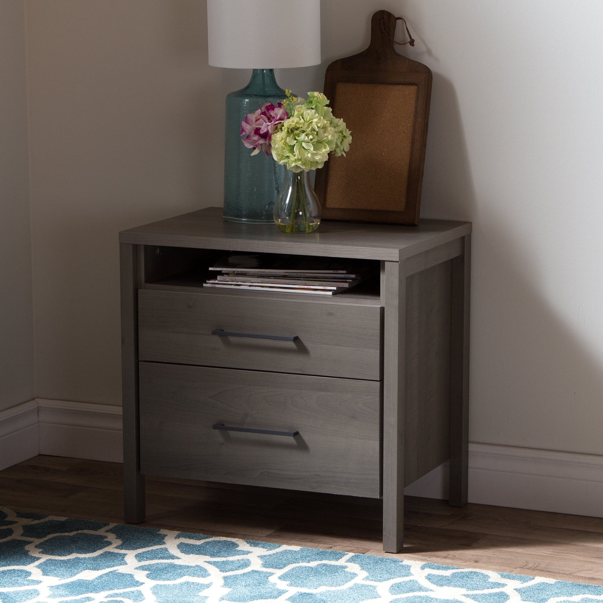 South Shore Gravity Nightstand  Gray Maple