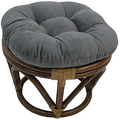 Rattan Ottoman With Micro Suede Cushion