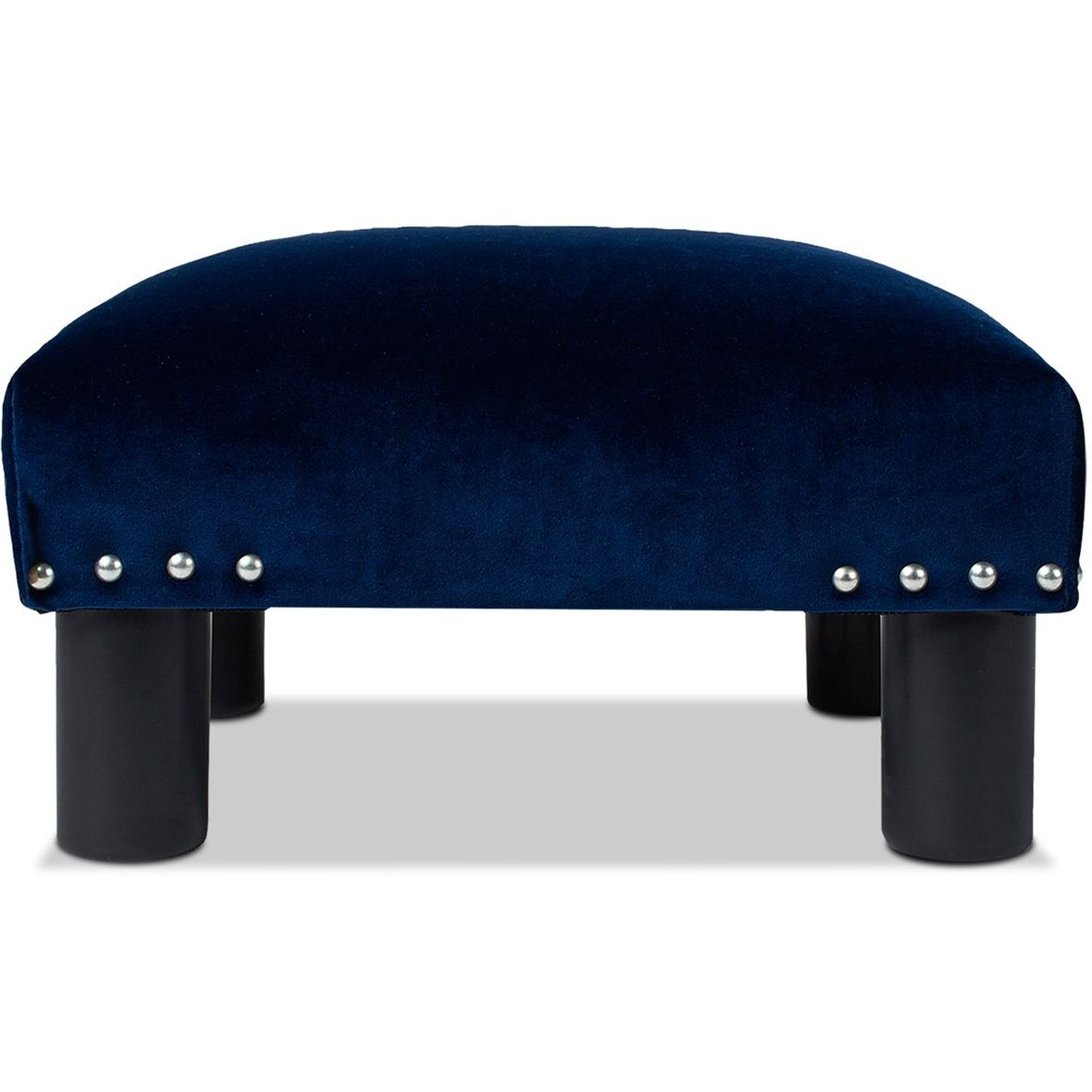 Jules 16"" Square Accent Footstool Ottoman  Navy Blue Velvet