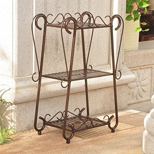 Santa Fe Iron Nailhead 3-Tier Plant/Utility Shelf