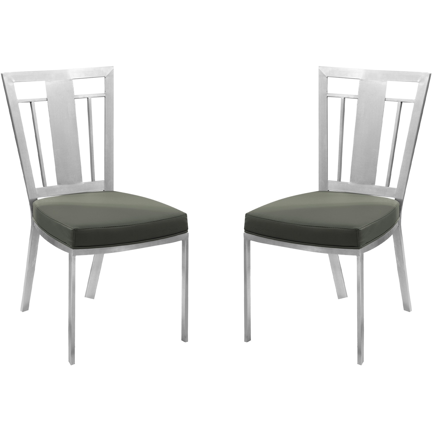 Armen Living Cleo Contemporary Dining Chair In Gray And Stainless Steel - Set Of 2