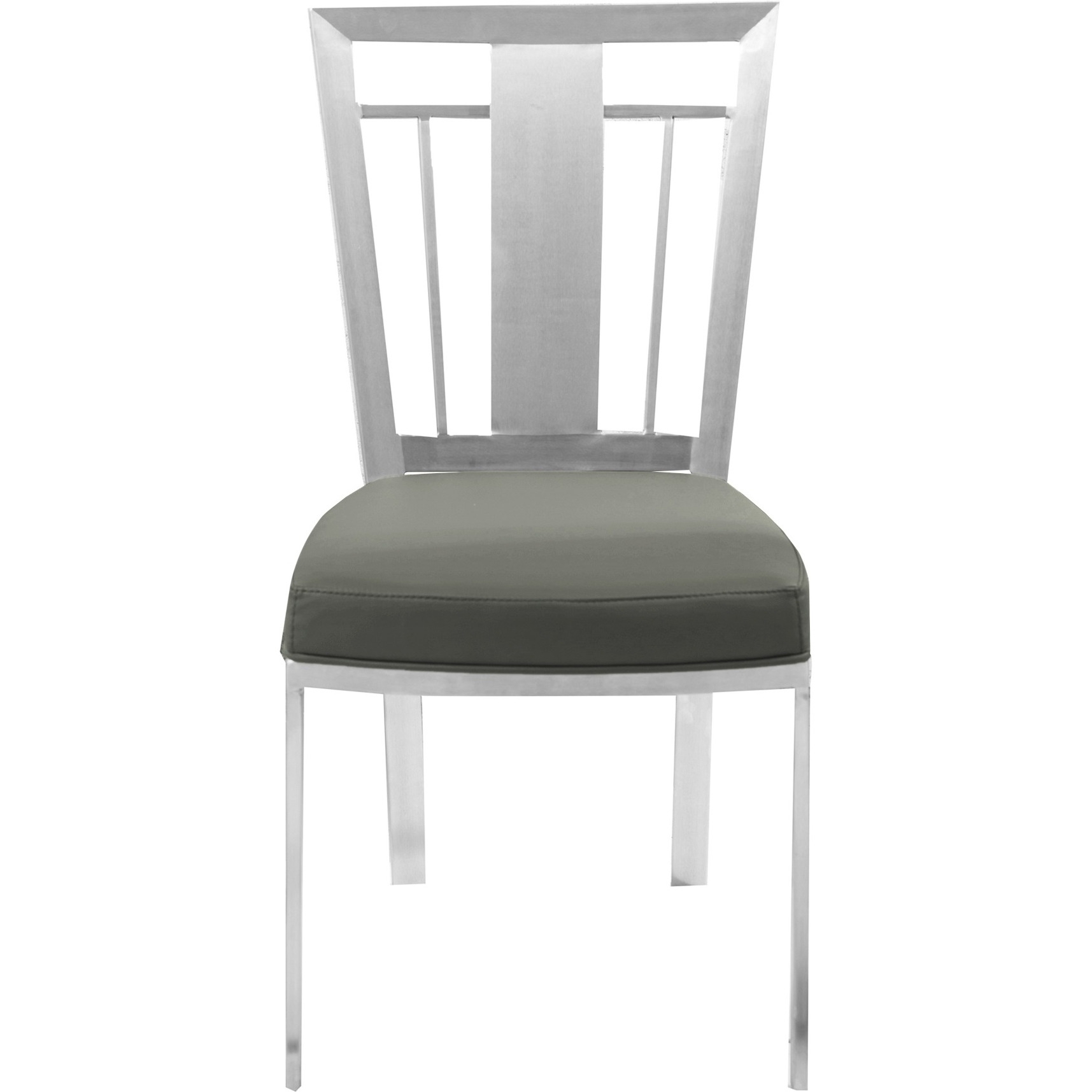 Armen Living Cleo Contemporary Dining Chair In Gray And Stainless Steel - Set Of 2