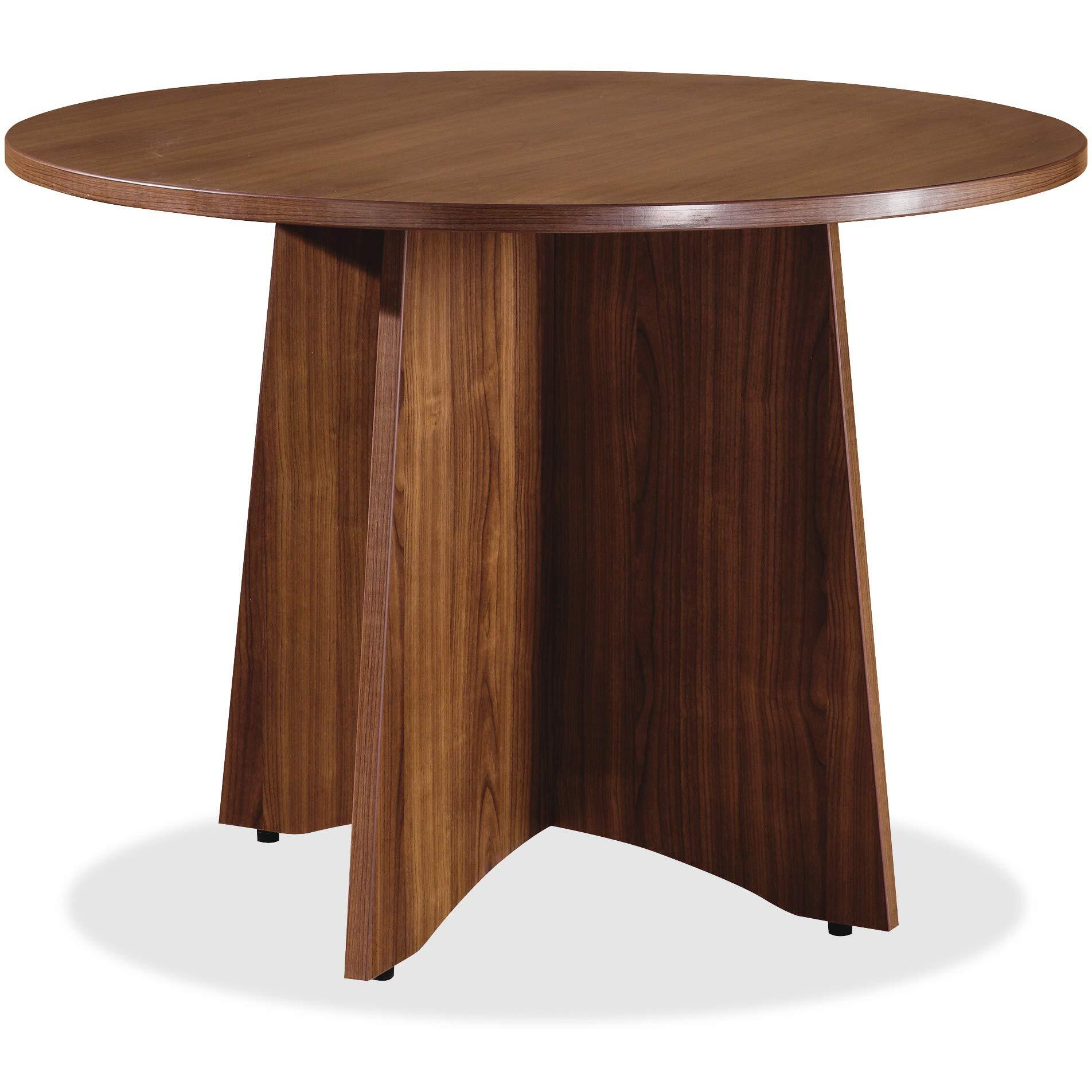 Lorell Essentials Series Walnut Laminate Round Table - 1"&quot42"" Table Top  41.4"" X 41.4"&quot1"" - Band Edge - Finish Walnut Laminate