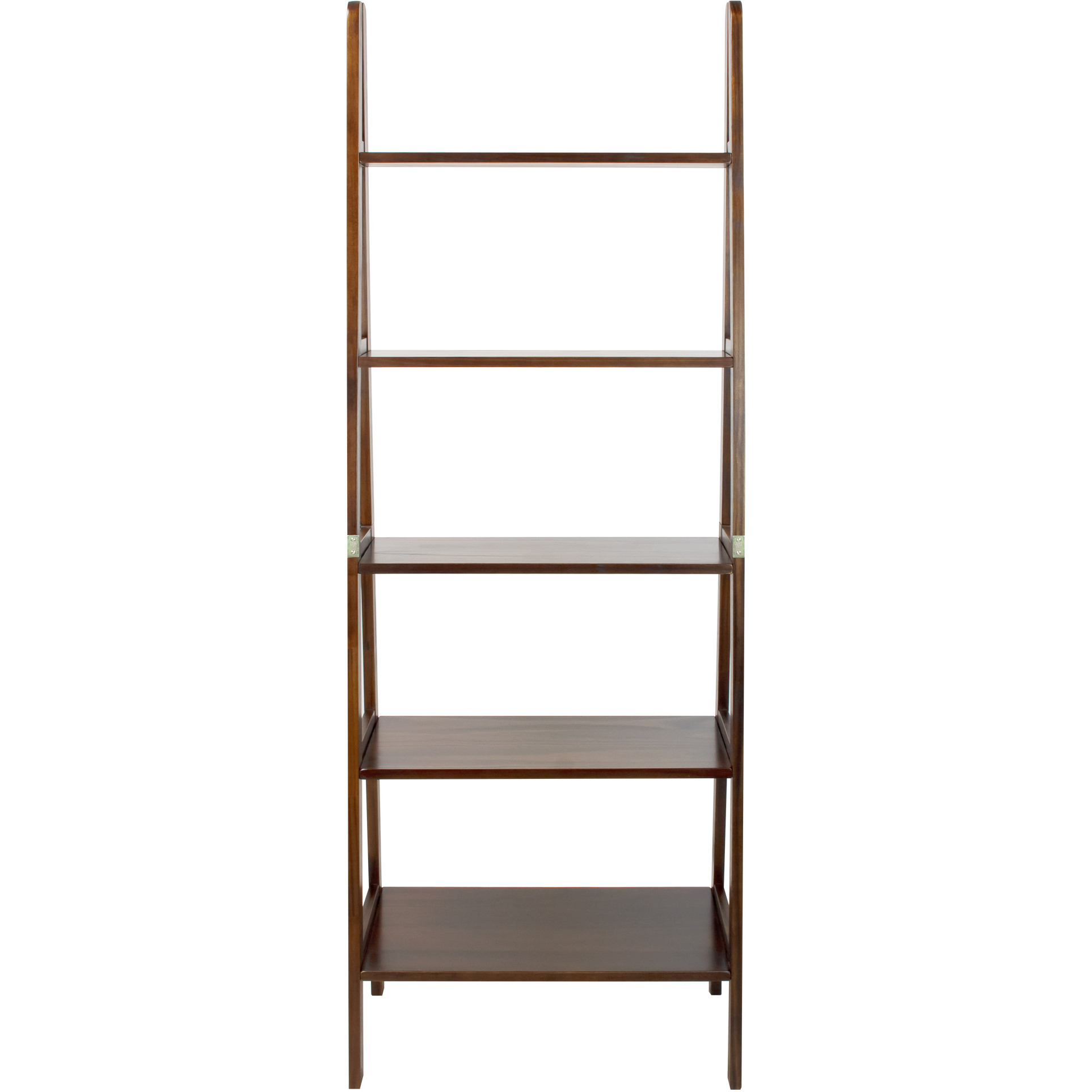 5-Shelf Ladder Bookcase-Warm Brown