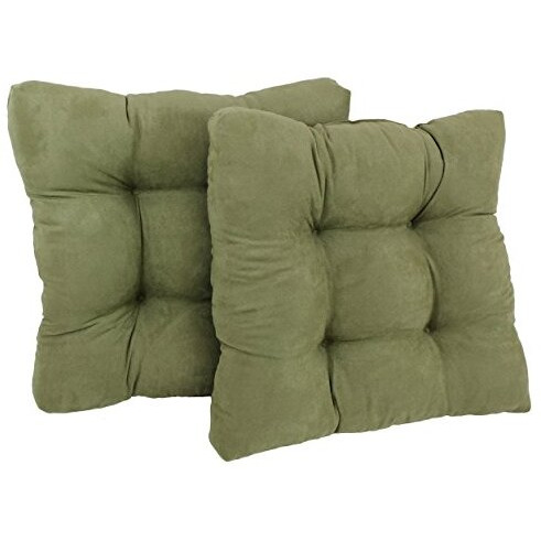 19-Inch Squared Microsuede Tufted Dining Chair Cushion (Set Of Two)