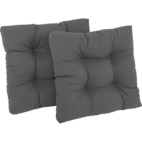19-Inch Squared Twill Tufted Dining Chair Cushions (Set Of 2)  94005-2Ch-Tw-Gy