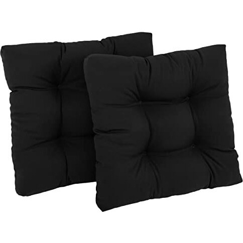19-Inch Squared Twill Tufted Dining Chair Cushions (Set Of 2)  94005-2Ch-Tw-Bk