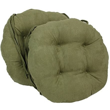 16-Inch Solid Micro Suede Round Tufted Chair Cushions (Set Of 2)