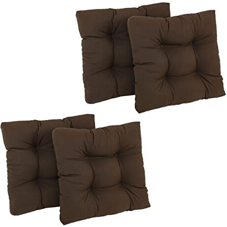 19-Inch Squared Twill Tufted Dining Chair Cushions (Set Of 4)  Chocolate
