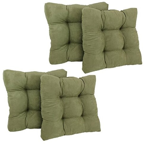19-Inch Squared Microsuede Tufted Dining Chair Cushion (Set Of Four)