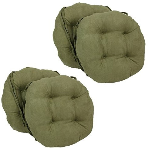 16-Inch Solid Micro Suede Round Tufted Chair Cushions (Set Of 4)