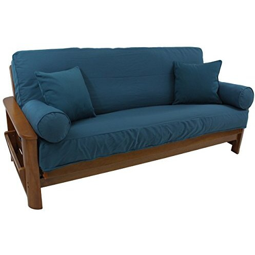Solid Twill 8 To 9-Inch Full Futon Cover Set With Four Throw Pillows (Set Of 5)