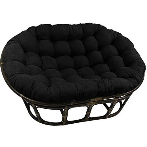 65-Inch By 48-Inch Solid Microsuede Double Papasan Cushion 93304-Ms-Bk