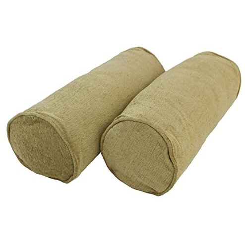 20-Inch By 8-Inch Double-Corded Patterned Jacquard Chenille Bolster Pillows With Inserts (Set Of 2)