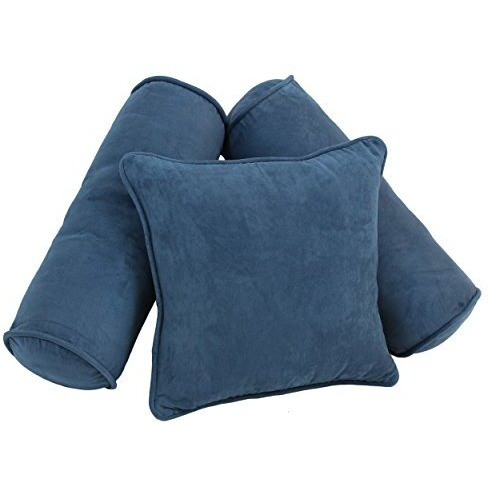 Double-Corded Solid Microsuede Throw Pillows With Inserts (Set Of 3)  Indigo