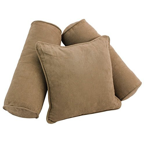 Double-Corded Solid Microsuede Throw Pillows With Inserts (Set Of 3)  Java