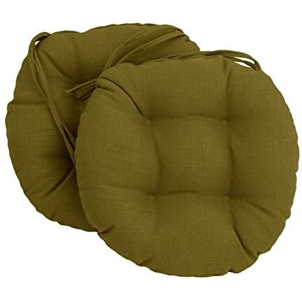 16-Inch Spun Polyester Solid Outdoor Round Tufted Chair Cushions (Set Of 2) 916X16Rd-T-2Ch-Reo-Sol-02