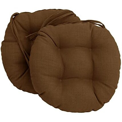 16-Inch Spun Polyester Solid Outdoor Round Tufted Chair Cushions (Set Of 2) 916X16Rd-T-2Ch-Reo-Sol-09