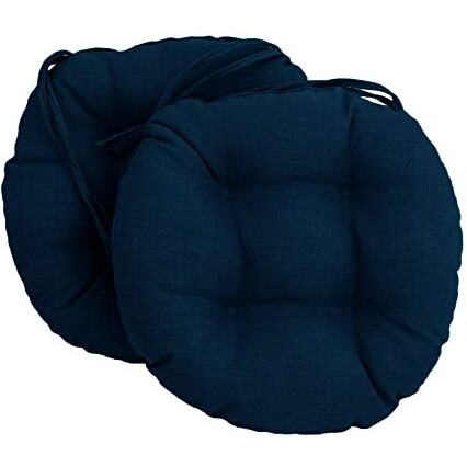 16-Inch Spun Polyester Solid Outdoor Round Tufted Chair Cushions (Set Of 2) 916X16Rd-T-2Ch-Reo-Sol-05