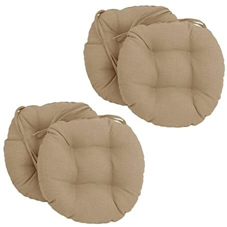 16-Inch Spun Polyester Solid Outdoor Round Tufted Chair Cushions (Set Of 4) 916X16Rd-T-4Ch-Reo-Sol-07