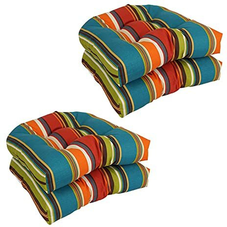 19-Inch U-Shaped Patterned Spun Polyester Tufted Dining Chair Cushions (Set Of 4) 93184-4Ch-Reo-51