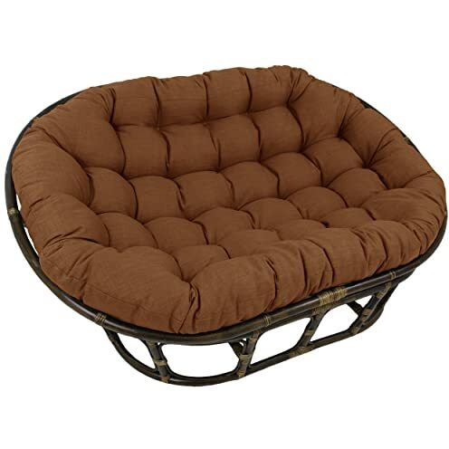 65-Inch By 48-Inch Solid Outdoor Spun Polyester Double Papasan Cushion  93304-Reo-Sol-09