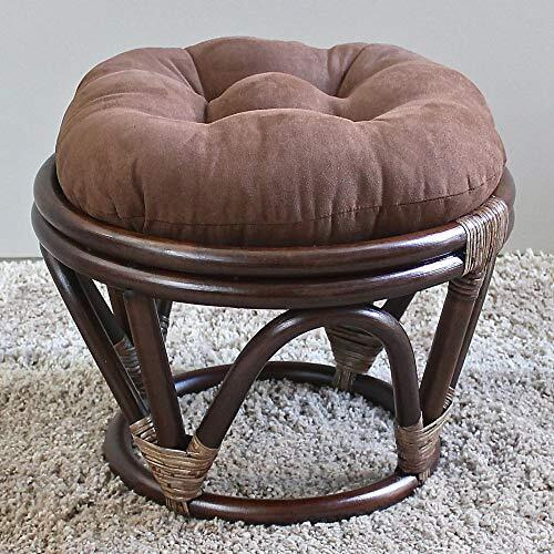 Rattan Ottoman With Micro Suede Cushion