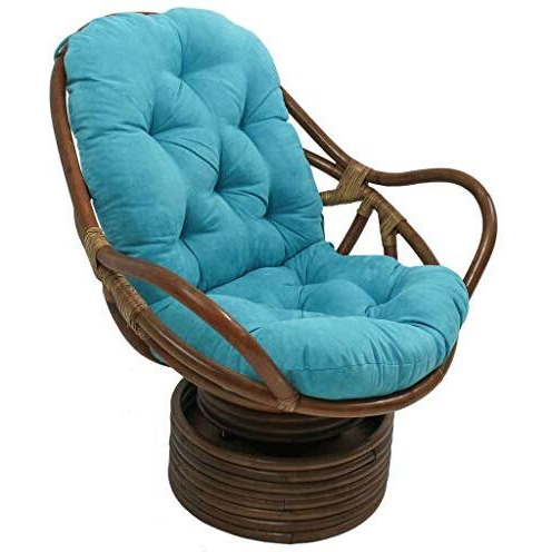 Rattan Swivel Rocker With Micro Suede Cushion